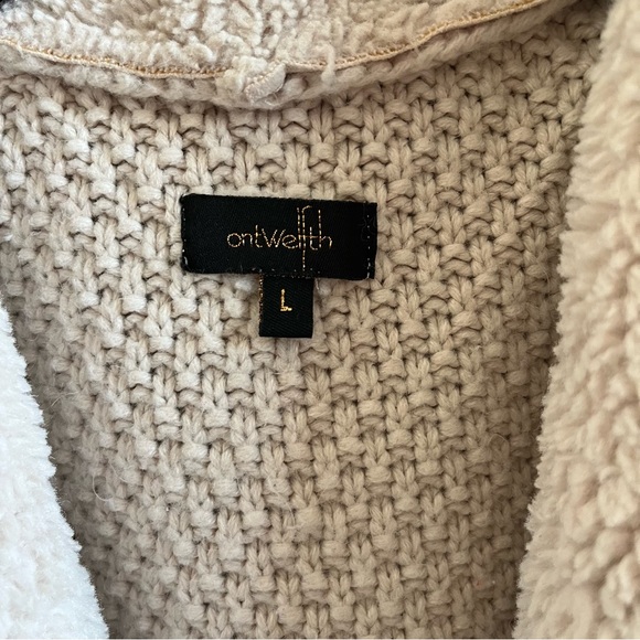 On Twelfth Women's Cream Open Front Faux Suede Fur and Knit Jacket Large - Picture 5 of 10